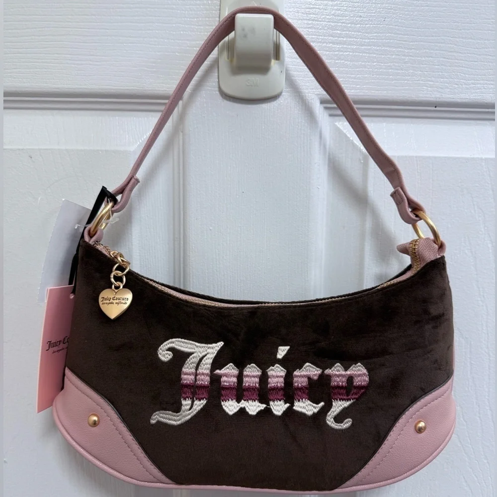 NWT Juicy Couture Retro Vibe Shoulder Bag in Chocolate/Dusty Blush (Pink/Brown)